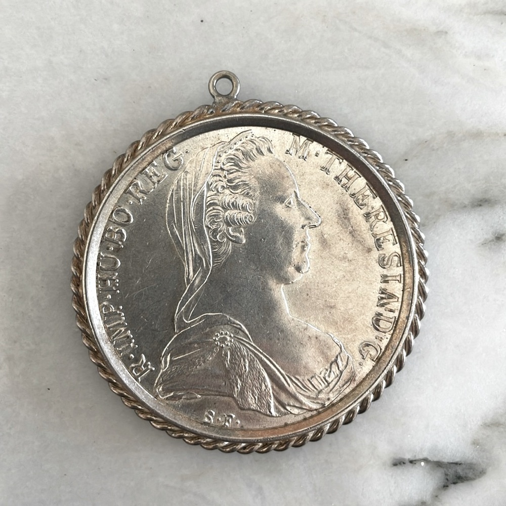 Silver Coin Pendant, 1780 Austria Thaler coin pendant, Maria Theresa coin